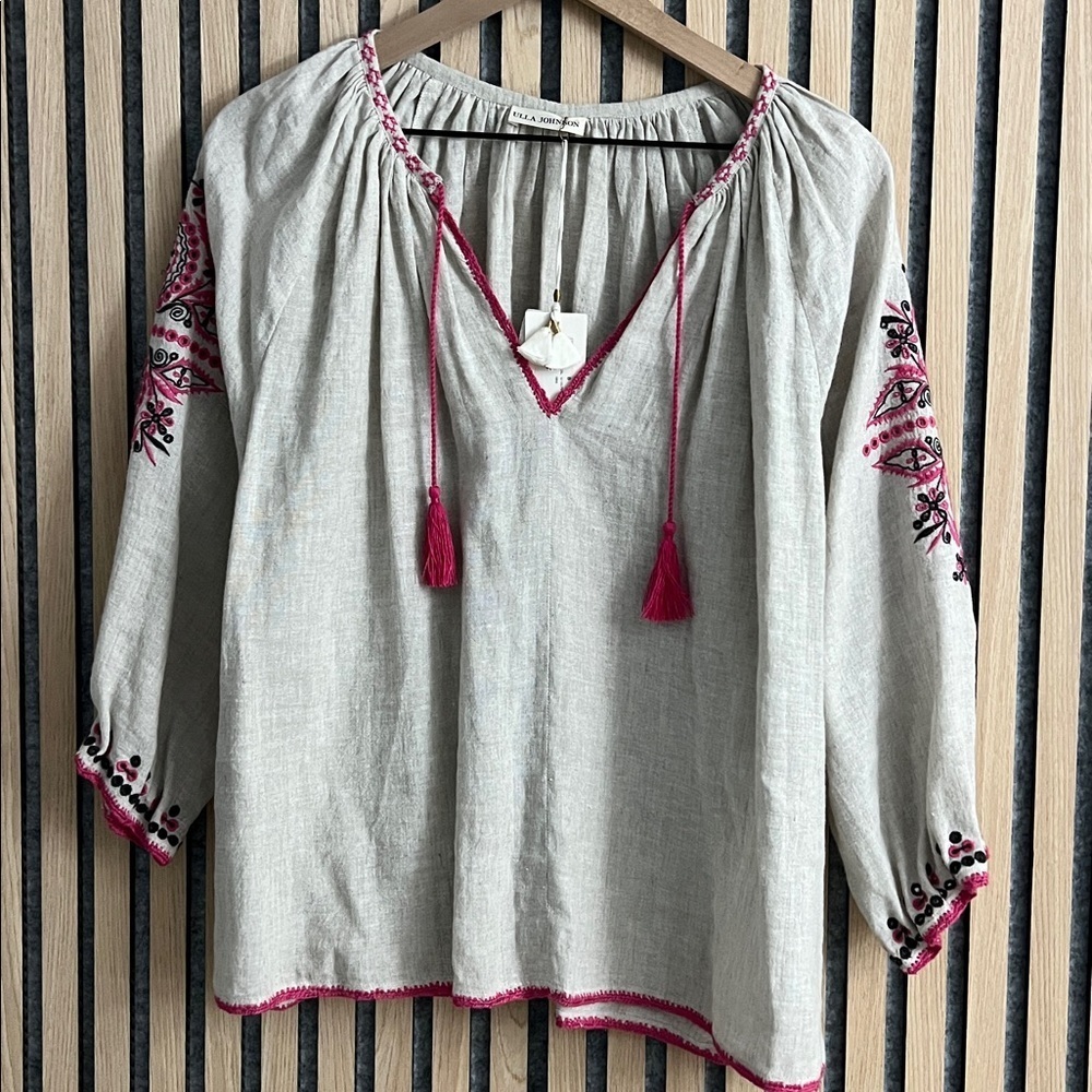 Ulla Johnson- NWT Ada Tassel flax blouse - Picture 6 of 10